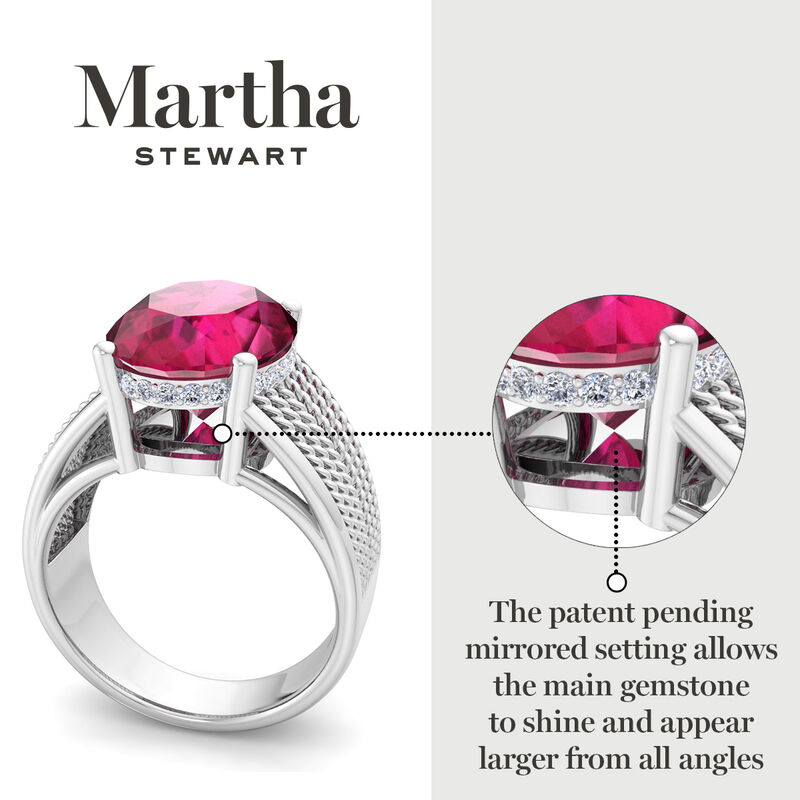 Martha Stewart 6 3/4ctw. Oval Ruby & Lab Grown Diamond Hidden Halo Ring In Sterling Silver image number null